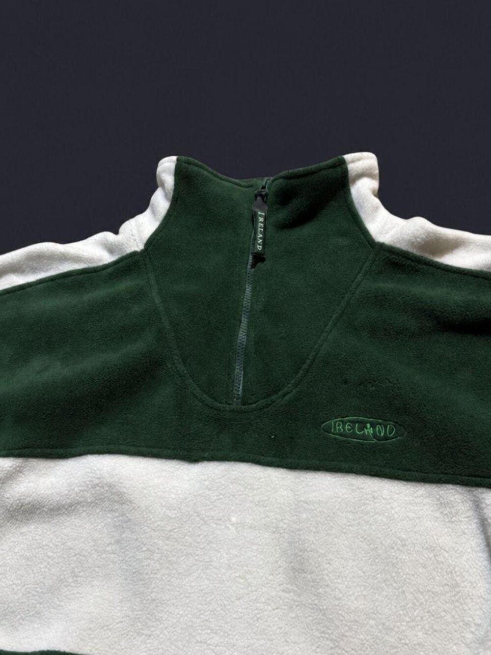 Traditional Craftwear Ireland Green White Quarter Zip Fleece L/XL